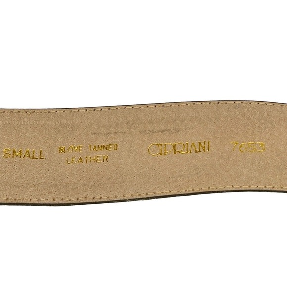 Cipriani Brown Wide Italian Saddle Leather Brass Tone Heavy Large Buckle Belt S - Picture 3 of 4